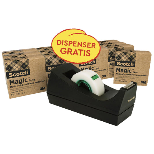 SCOTCH - 44703 - Dispenser C38 per nastri fino a 33 m - 14 rotoli Scotch Magic 900 inclusi - nero - Scotch