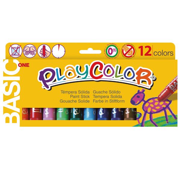 Istant - 10731 - Tempera solida in stick Playcolor - 10gr - colori assortiti - Instant - astuccio 12 stick