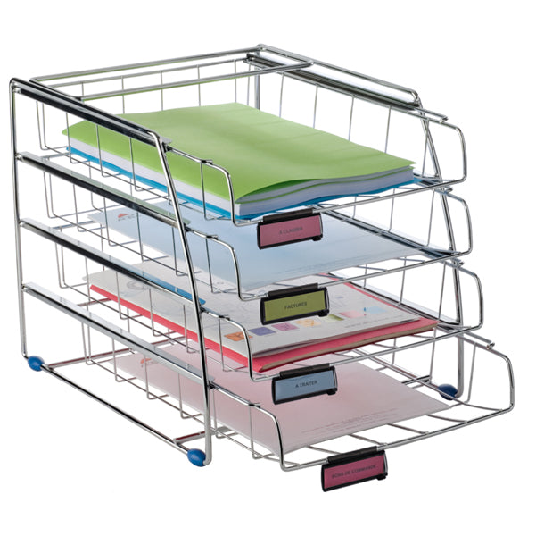 ALBA - COR4F - Set da 4 vaschette scorrevoli - 31,5 x 39 x 31,5 cm - vaschette 6,5 cm - metallo - Alba