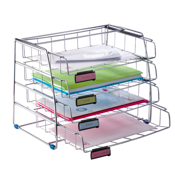ALBA - COR4I - Set da 4 vaschette scorrevoli - 39 x 30 x 31,5 cm - vaschette 6,5 cm - metallo - Alba