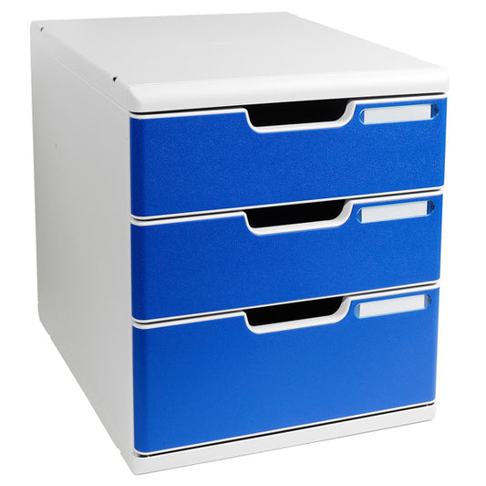 EXACOMPTA - 325003D - Cassettiera Modulo A4 - 28,8 x 32 x 35 cm - 3 cassetti - grigio-blu - Exacompta