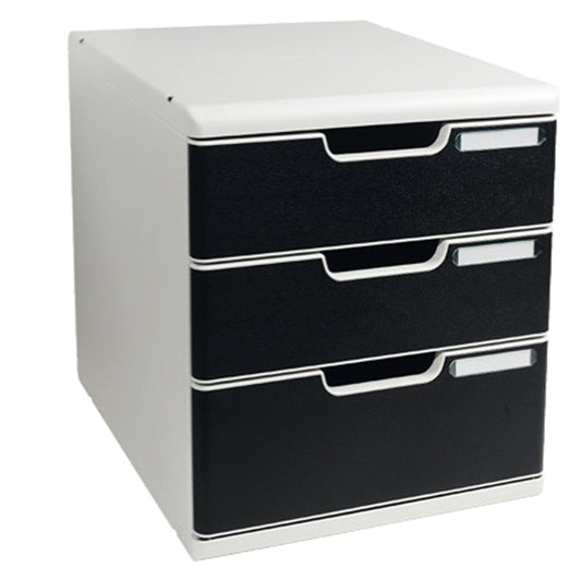 EXACOMPTA - 325014D - Cassettiera Modulo A4 - 28,8 x 32 x 35 cm - 3 cassetti - grigio-nero - Exacompta