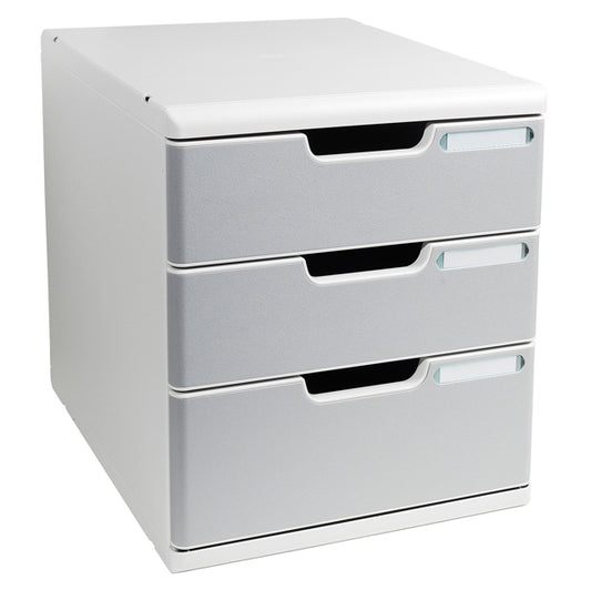EXACOMPTA - 325041D - Cassettiera Modulo A4 - 28,8 x 32 x 35 cm - 3 cassetti - grigio-granito - Exacompta