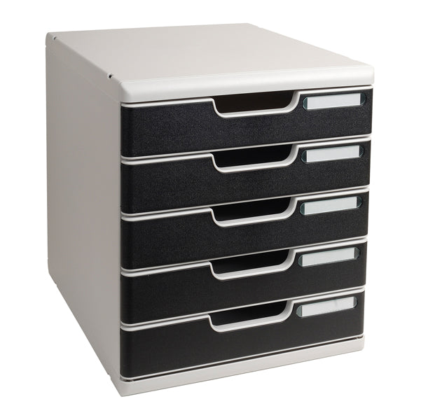EXACOMPTA - 301014D - Cassettiera Modulo A4 - 28,8 x 32 x 35 cm - 5 cassetti - grigio-nero - Exacompta
