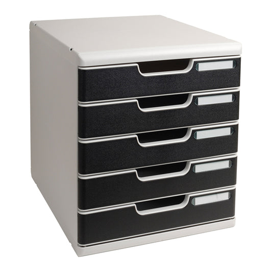 EXACOMPTA - 301014D - Cassettiera Modulo A4 - 28,8 x 32 x 35 cm - 5 cassetti - grigio-nero - Exacompta