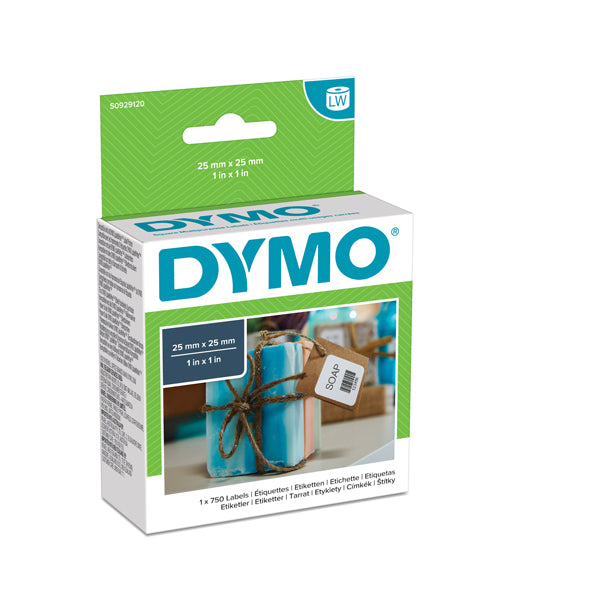 DYMO - S0929120 - Rotolo 750 etichette LW S0929120 - 25x25 mm - multiuso rimovibile - bianco - Dymo