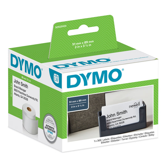 DYMO - S0929100 - Rotolo 300 etichette LW S0929100 - 51x89 mm - non adesivo - per badge - bianco - Dymo