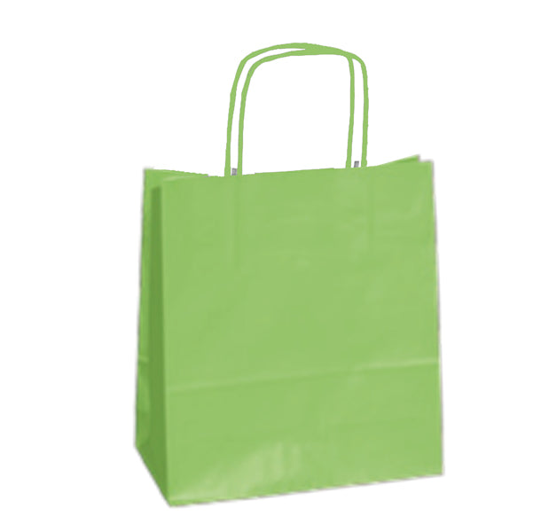 Mainetti Bags - 037290 - Shopper Twisted - maniglie cordino - 22 x 10 x 29 cm - carta kraft - verde mela - Mainetti Bags - conf. 25 pezzi