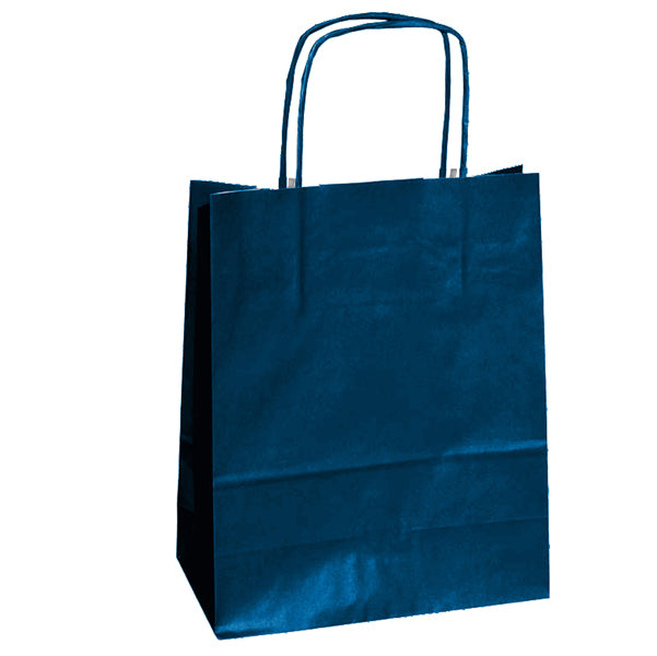Mainetti Bags - 037368 - Shopper Twisted - maniglie cordino - 26 x 11 x 34,5 cm - carta kraft - blu - Mainetti Bags - conf. 25 pezzi
