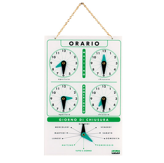 LEBEZ - 4506 - Cartello orario con catenella - acrilico - Lebez