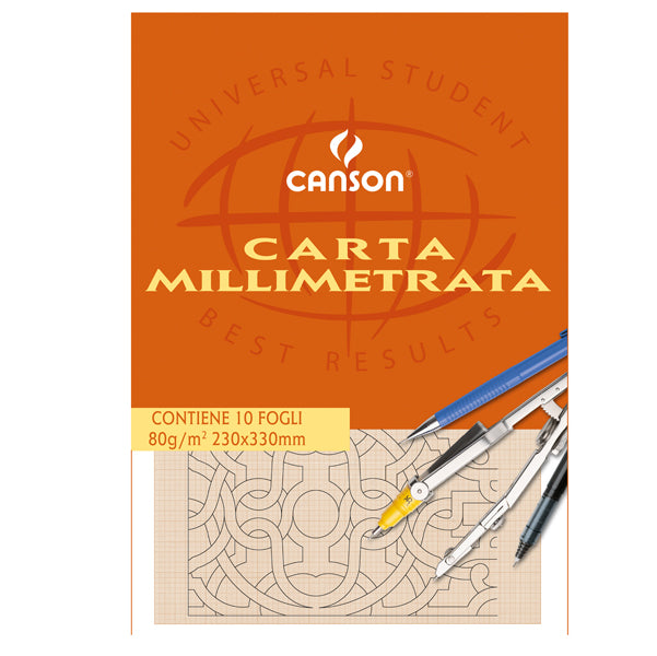 CANSON - C200005813 - Blocco carta opaca millimetrata - 230x330mm - 10 fogli - 80gr - Canson