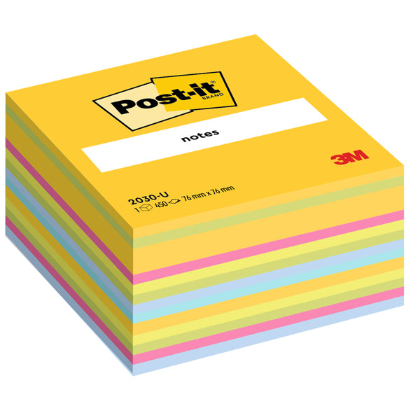POST-IT - 7100172383 - Blocco foglietti Cubo - 2030-U UL - 76 x 76 mm - 72 gr - colori assortiti - 450 fogli - Post it