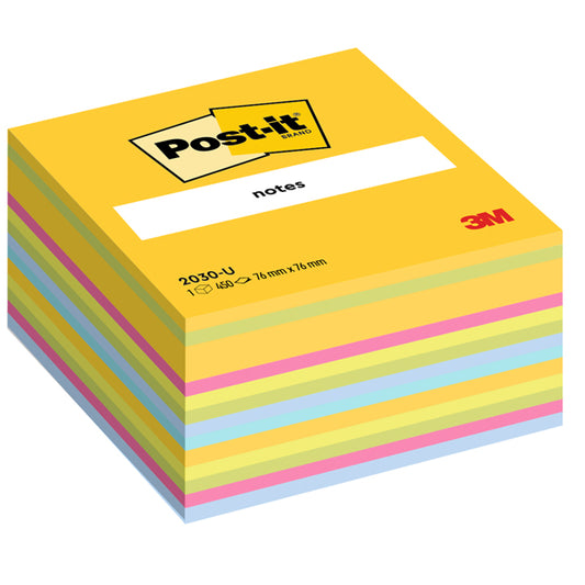 POST-IT - 7100172383 - Blocco foglietti Cubo - 2030-U UL - 76 x 76 mm - 72 gr - colori assortiti - 450 fogli - Post it