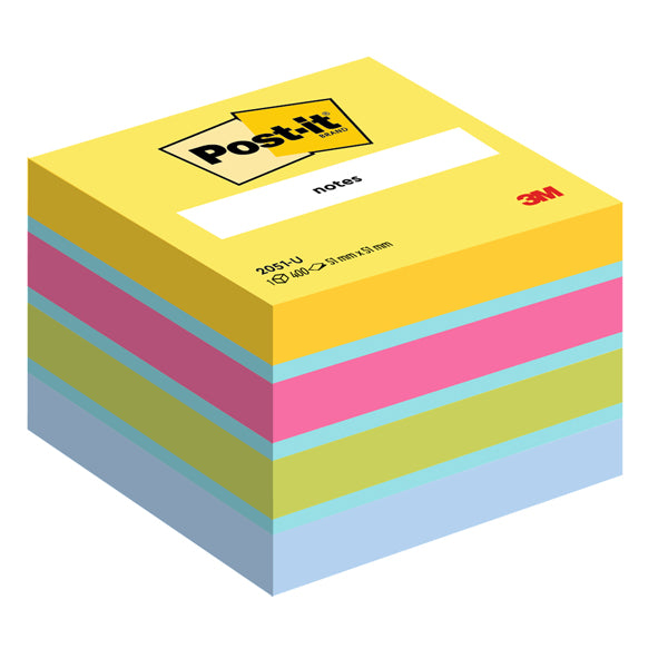 POST-IT - 7100172396 - Blocco foglietti Minicubo - 2051-U - 51 x 51 mm - 72 gr - colori assortiti - 400 fogli - Post it