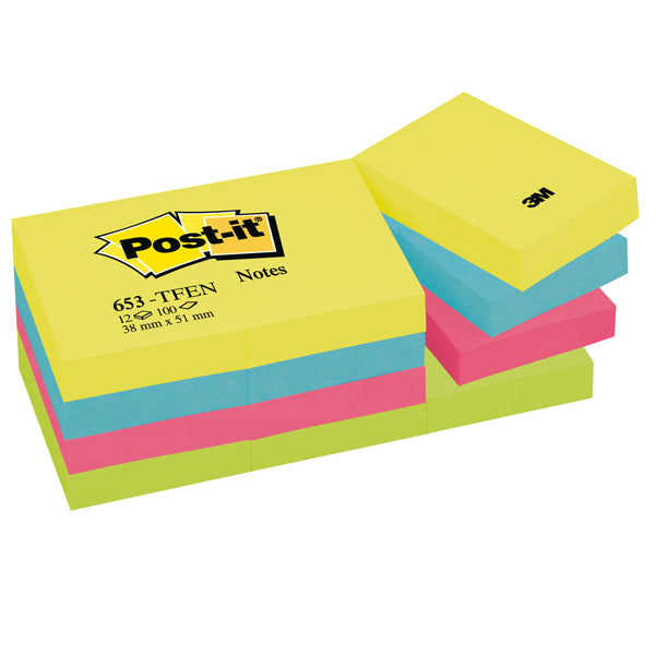 POST-IT - 7100290179 - Blocco foglietti Colori Energy - 653-TFEN - 38 x 51 mm - 72 gr - colori assortiti - 100 fogli - Post it