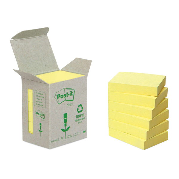 POST-IT - 7100172254 - Blocco Post it  Notes Green - 653-1B - 38 x 51 mm - 100 riciclabile - giallo - 100 fogli - - Post it