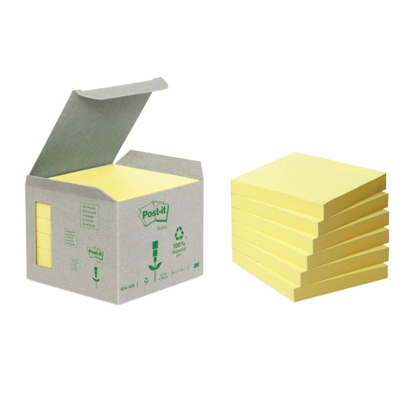 POST-IT - 7100172252 - Blocco Post it  Notes Green - 654-1B - 76 x 76 mm - giallo - 100 fogli - riciclabile 100 - Post it