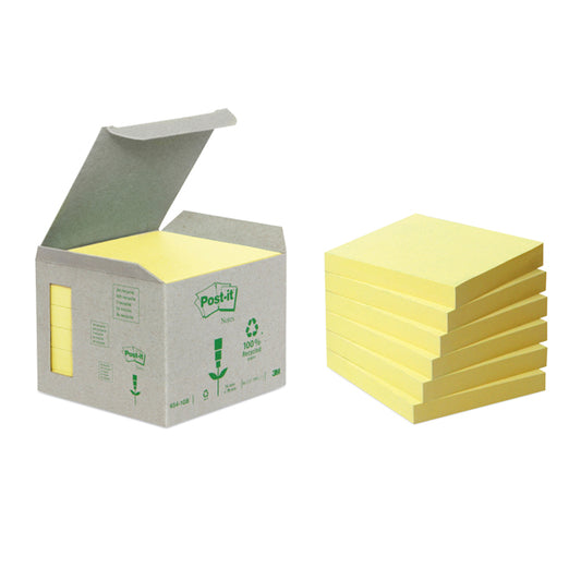 POST-IT - 7100172252 - Blocco Post it  Notes Green - 654-1B - 76 x 76 mm - giallo - 100 fogli - riciclabile 100 - Post it
