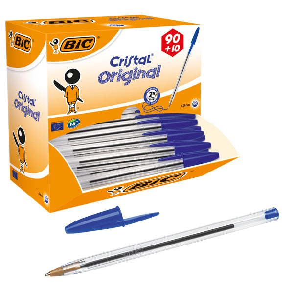 BIC - 942910 - Penna a sfera Cristal - punta media 1,0mm - blu  - Bic - conf. 90+10 pezzi