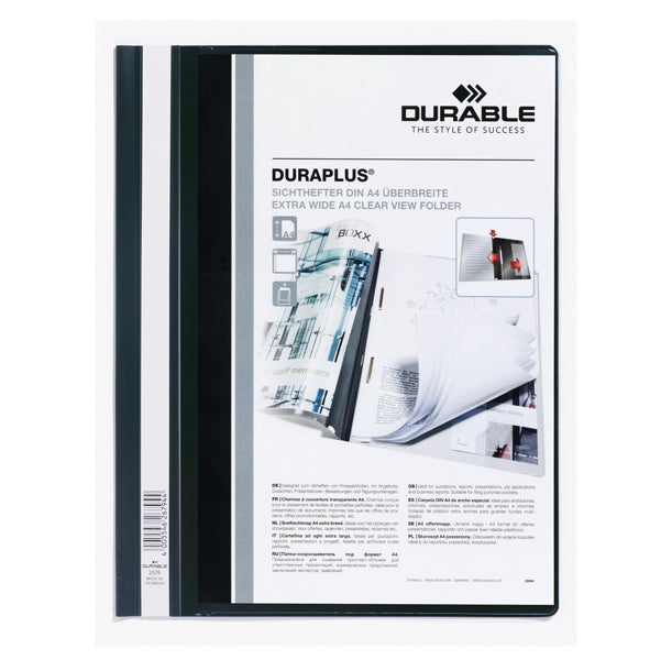 DURABLE - 2579-01 - Cartellina ad aghi Duraplus - copertina personalizzabile - 21x29,7 cm - nero - Durable