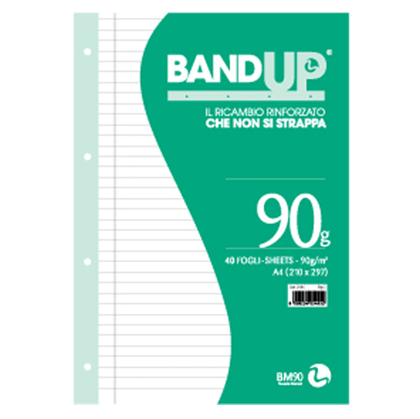 BM - 0105495 - Ricambi BandUp forati rinforzati - A4 - 1 rigo con margine - 40 fogli - 90gr - BM
