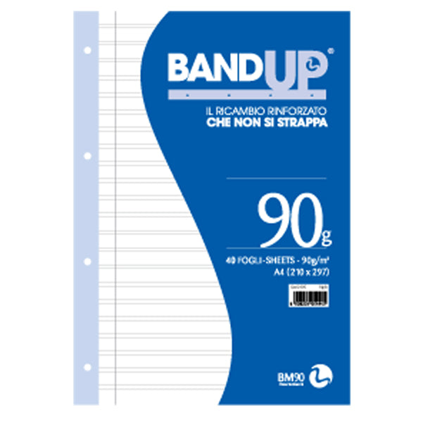 BM - 0105494 - Ricambi BandUp forati rinforzati - A4 - rigo di 3a - 40 fogli - 90gr - BM
