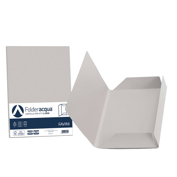 FAVINI - A50U434 - Cartelline 3 lembi Acqua - 200 gr - 24,5x34,5 cm - ghiaccio - Favini - conf. 25 pezzi
