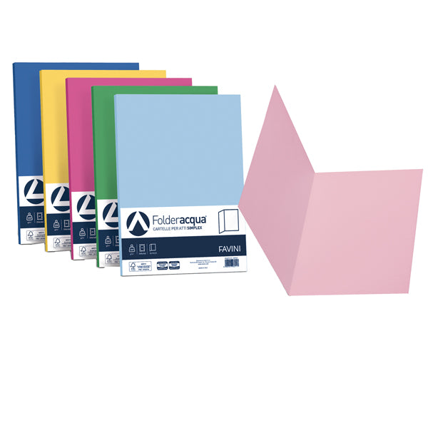 FAVINI - A50X664 - Cartelline semplici Luce - 200 gr - 25x34 cm - mix 5 colori - Favini - conf. 50 pezzi