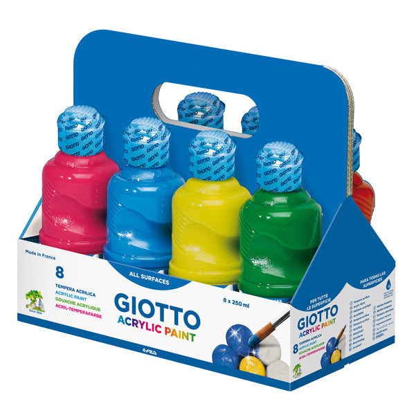 GIOTTO - 535100 - Tempera pronta acrilica - 250ml - colori assortiti - Giotto - schoolpack 8 flaconi