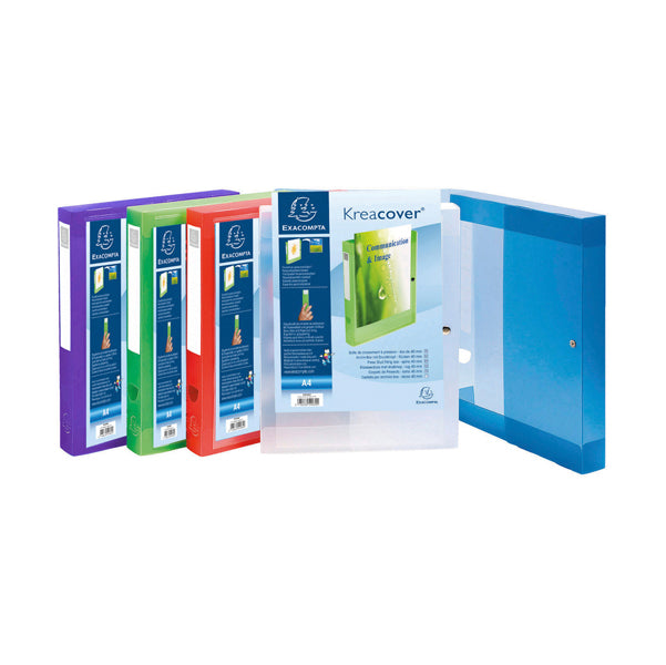 EXACOMPTA - 59989E - Cartella personalizzabile con bottone Kreacover  - PPL - 24x32 cm - dorso 4 cm - colori assortiti - Exacompta