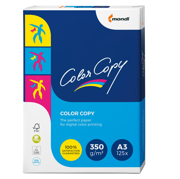 MONDI - 6397 - Carta Color Copy - A3 - 350 gr - bianco - Mondi - conf. 125 fogli