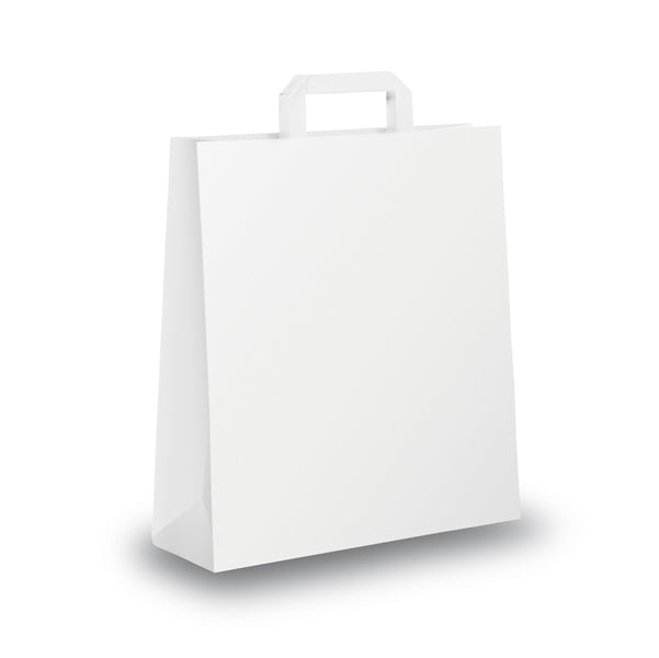 Mainetti Bags - 001673 - Shopper - maniglia piattina - 22 x 10 x 29 cm - carta kraft - bianco - Mainetti Bags - conf. 350 pezzi