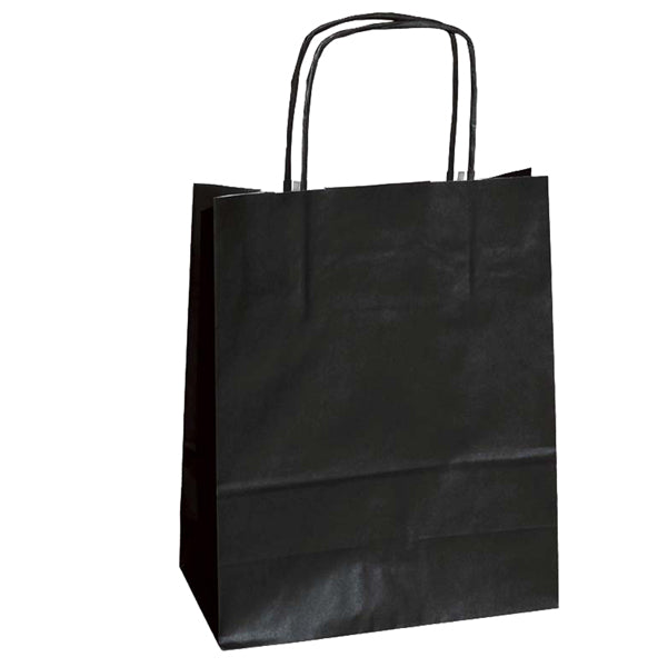 Mainetti Bags - 047596 - Shopper Twisted - maniglie cordino - 22 x 10 x 29 cm - carta kraft - nero - Mainetti Bags - conf. 25 pezzi