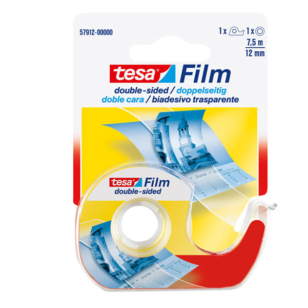 TESA - 57912-00000-03 - Nastro biadesivo Tesa Film - in chiocciola - 1,2 cm x 7,5 m - trasparente - Tesa