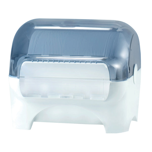 MAR PLAST - A77710 - Dispenser carenato da banco Wiperbox per bobine asciugatutto - 34x31,5x36 cm - bianco-azzurro trasparente - Mar Plast