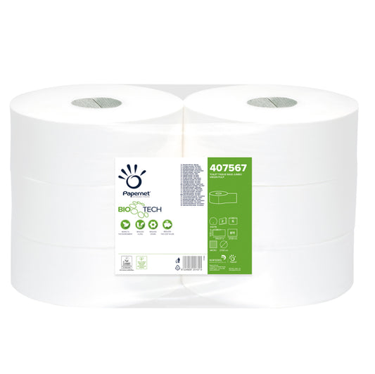 PAPERNET - 407567 - Carta igienica Maxi Jumbo Bio Tech - 2 veli - microgoffrata - 16,5 gr - diametro 27 cm - 9,5 cm x 300 mt - Papernet