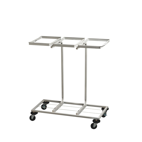 MEDIALINTERNATIONAL - 108010 - Carrello mobile Triflux - 83,3x36x90 cm - con ruote - 3 portasacco da 100 L ciascuno - acciaio - Medial International
