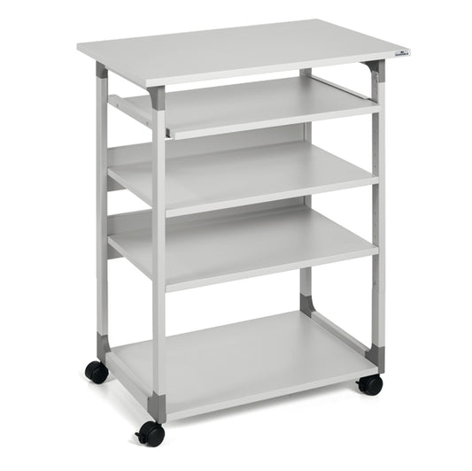 DURABLE - 3720-10 - Pc Workstation System 75 VH - con ruote - 5 ripiani - 75 x 53,4 x 95-125 cm - grigio - Durable