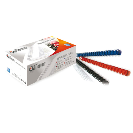 TITANIUM - PB444-02T - Dorsi spirale - 21 anelli - plastica - 45 mm - nero - Titanium - scatola 50 pezzi
