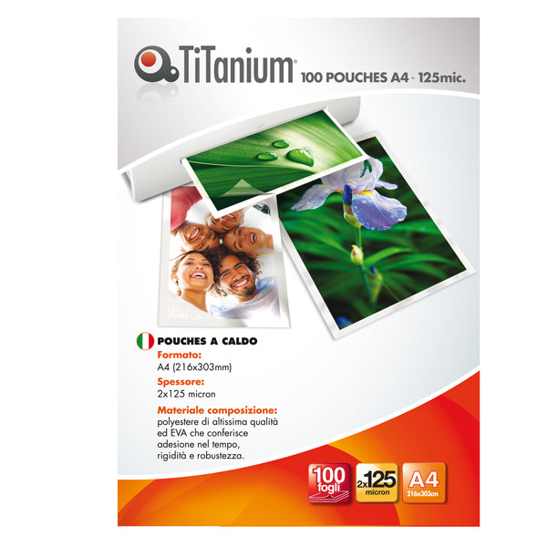 TITANIUM - PP525-02T - Pouches - A4 - 216x330 mm - 2x125 micron - Titanium - conf. 100 pezzi
