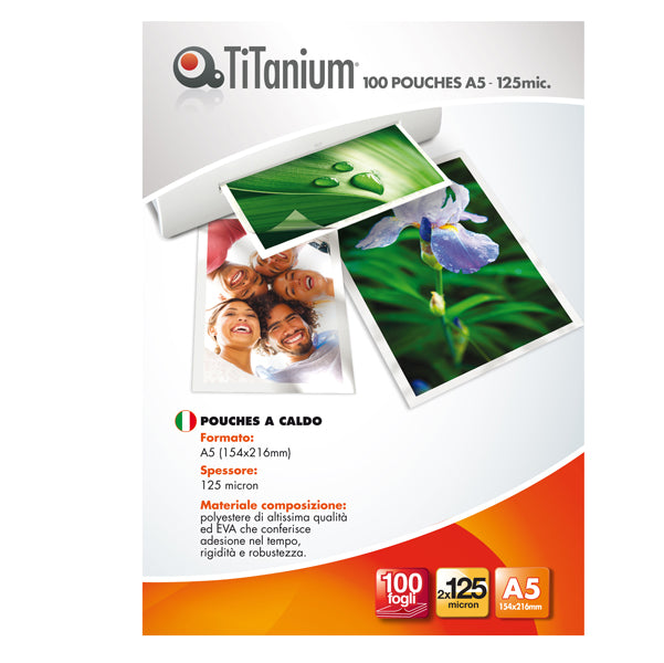 TITANIUM - PP525-03T - Pouches - A5 - 154x216mm - 2x125 micron - Titanium - conf. 100 pezzi