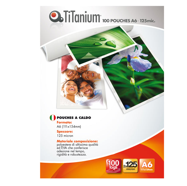 TITANIUM - PP525-04T - Pouches - A6 - 111x154 mm - 2x125 micron - Titanium - conf. 100 pezzi