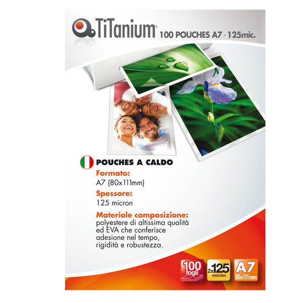 TITANIUM - PP525-05T - Pouches - A7 - 80x111 mm - 2x125 micron - Titanium - conf. 100 pezzi