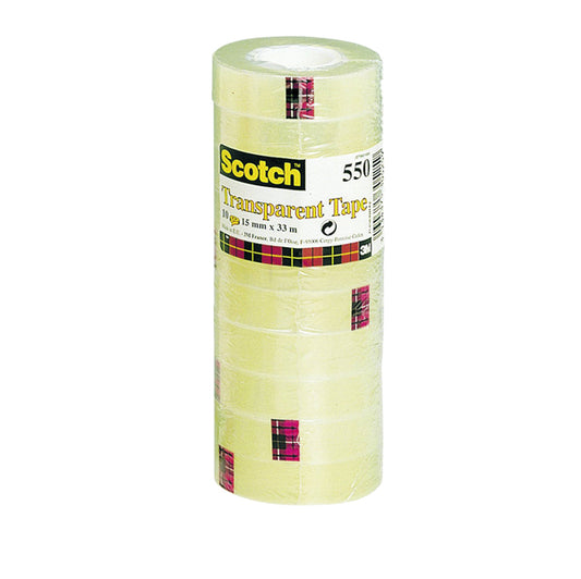 SCOTCH - 7100029315 - Nastro adesivo 550 - 1,9 cm x 33 m - trasparente - Scotch -  torre 8 rotoli