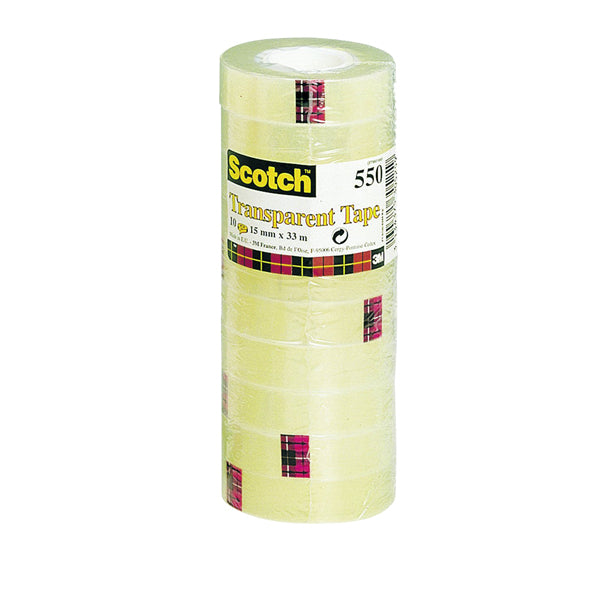 SCOTCH - 7100029315 - Nastro adesivo 550 - 1,9 cm x 33 m - trasparente - Scotch -  torre 8 rotoli