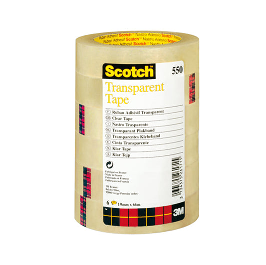 SCOTCH - 7100194348 - Nastro adesivo 550 - 1,9 cm x 66 m - trasparente - Scotch -  torre 8 rotoli