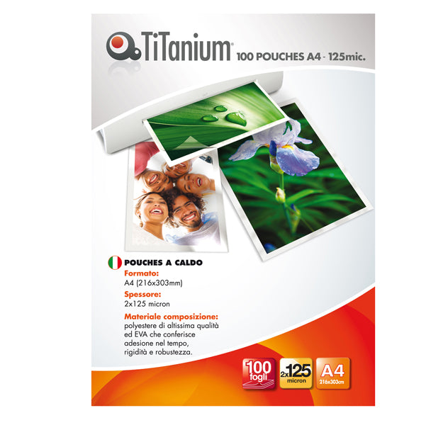 TITANIUM - PP550-02T - Pouches - A4 - 216x303 mm - 2x250 micron - Titanium - conf. 100 pezzi