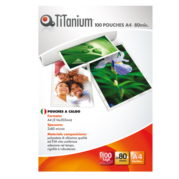 TITANIUM - PP580-02T - Pouches - A4 - 216x303 mm - 2x80 micron - Titanium - conf. 100 pezzi