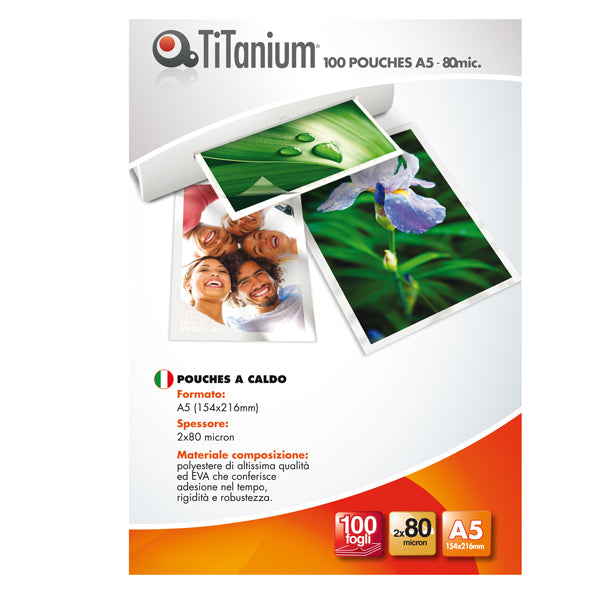 TITANIUM - PP580-03T - Pouches - A5 - 154x216 mm - 2x80micron - Titanium - conf. 100 pezzi