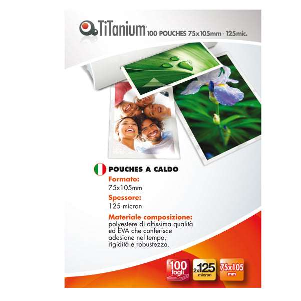 TITANIUM - S-PP525-05T - Pouches - jumbo card - 75x105 mm - 2x125 micron - Titanium - conf. 100 pezzi